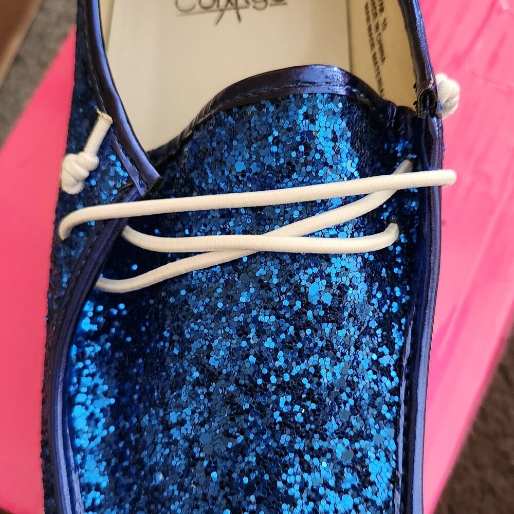 Corkys Electric Blue Glitter On Deck shoes